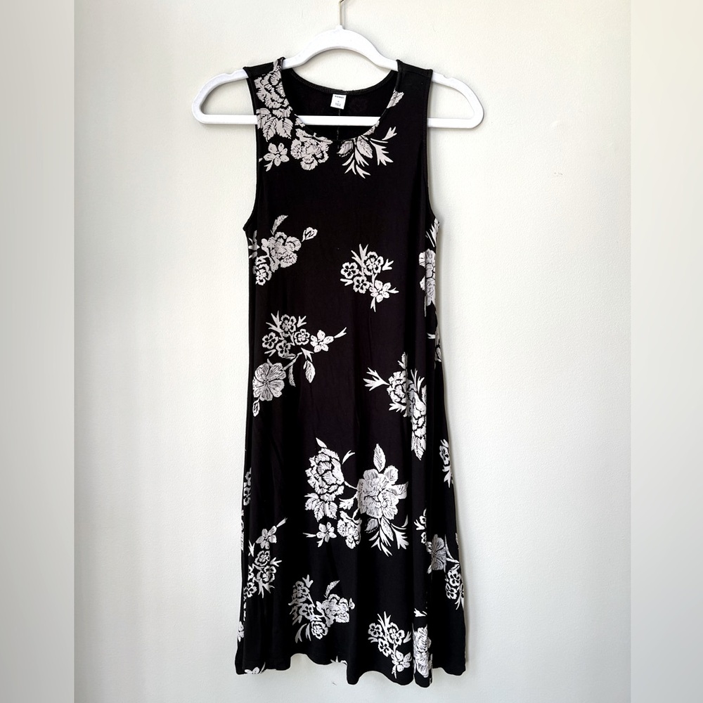 Old Navy Jersey-Knit Sleeveless Swing Dress - Black Print - Size S